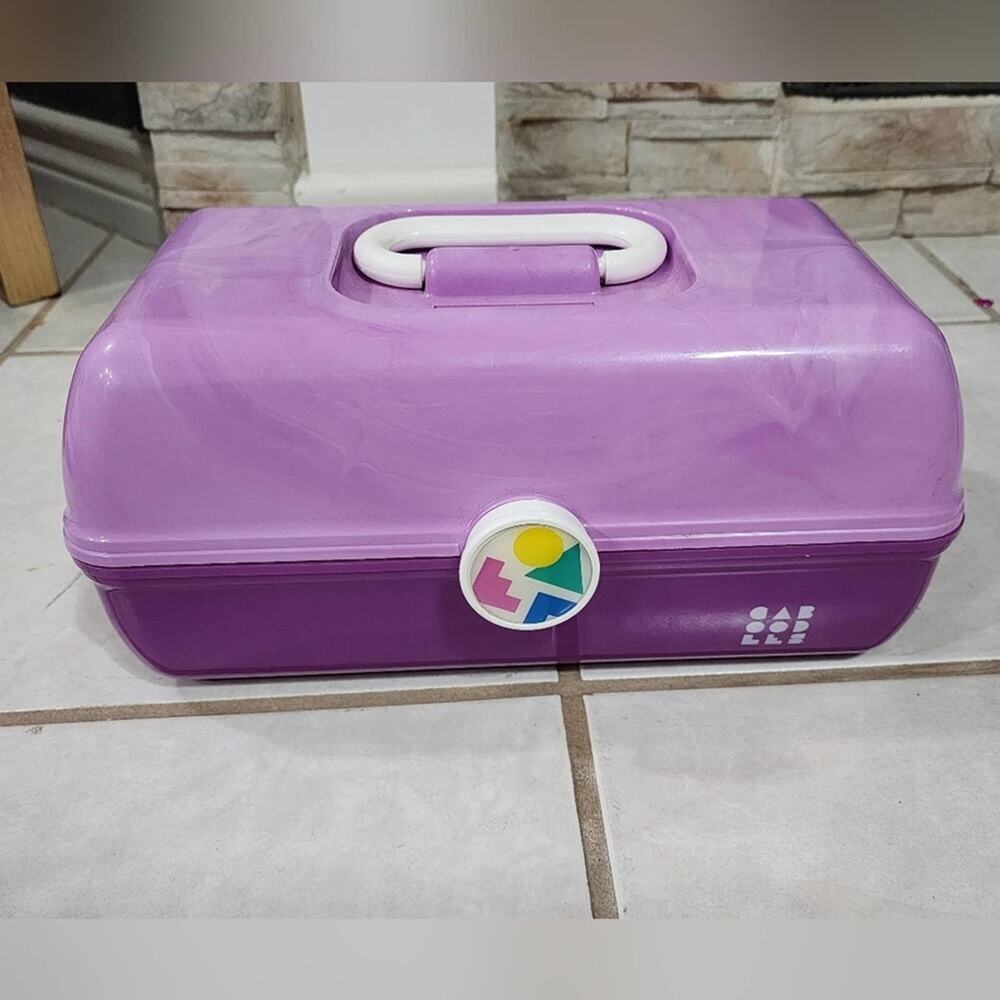 Caboodles purple makeup‎ organizer traveler case made in the USA
